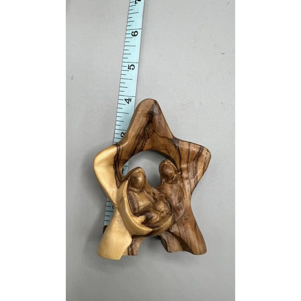 Holy Family Star Olive Wood Hand Carved‎ Figurine Nativity Scene Holy Land 2016